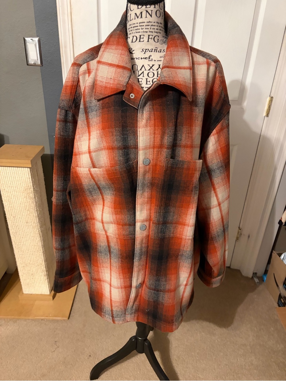 Levi's Orange, Black & Cream Plaid Lightweight Shirt Jacket